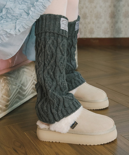 รองเท้าเปิดส้น CLOUDY FLATFORM FUR SLINGBACK - BUTTER