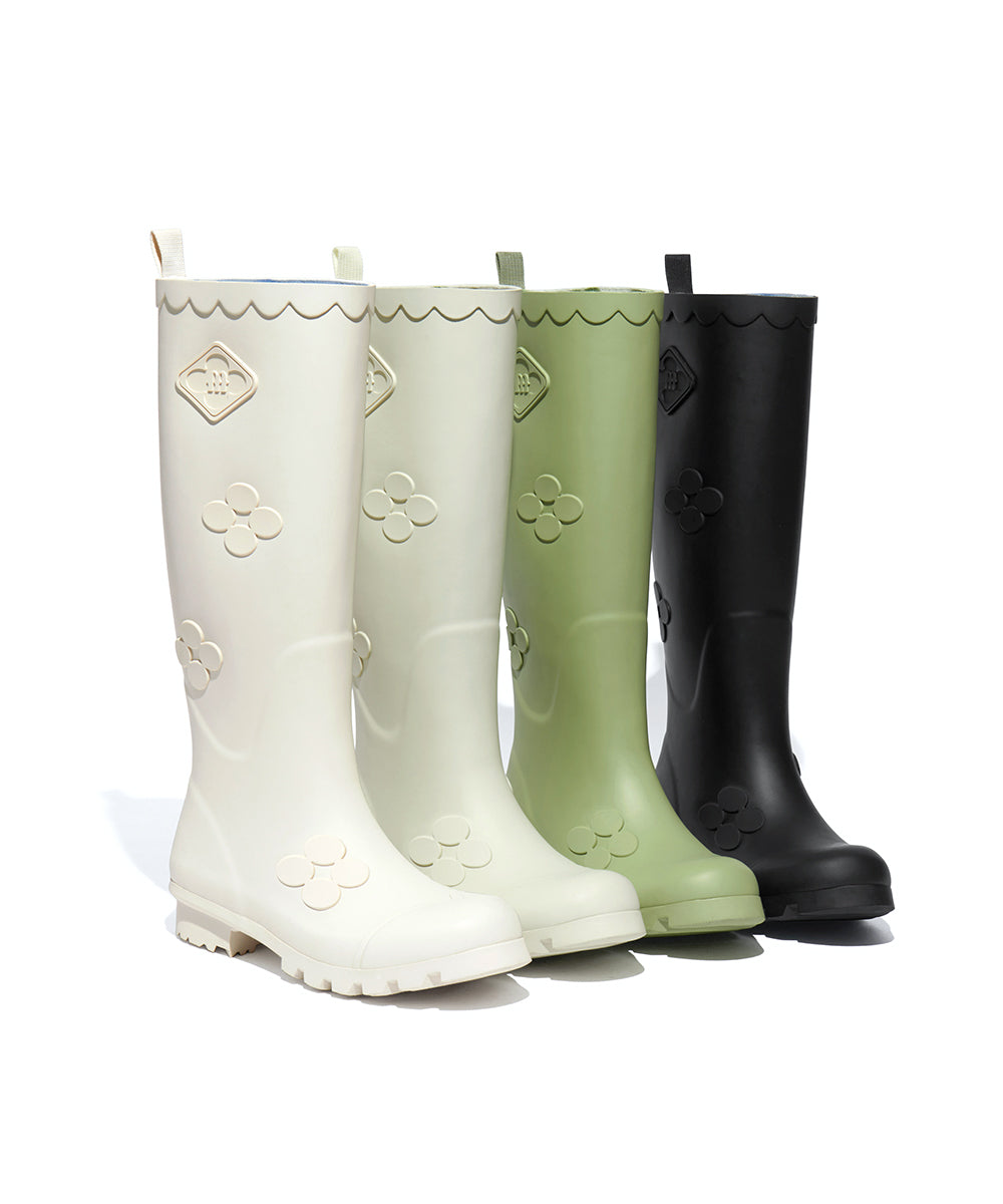 X MINJUKIM FLORAL SHADOW BOOTS LONG - SAGE