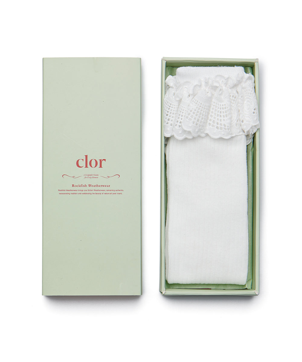 FRILLY LACE MID-CALF SOCKS - WHITE