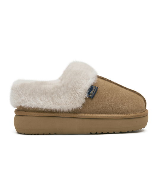 รองเท้าเปิดส้น CLOUDY FLATFORM FUR MULE - CHESTNUT