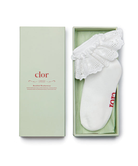 ถุงเท้า FRILLY LACE SHORT SOCKS - WHITE