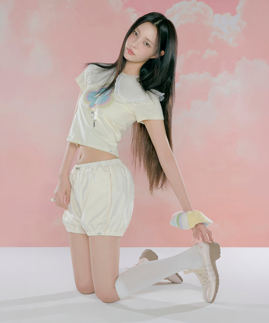 รองเท้าผ้าใบ X ILLIT BLISS HEELS LACEUP SNEAKERS - PINK BEIGE