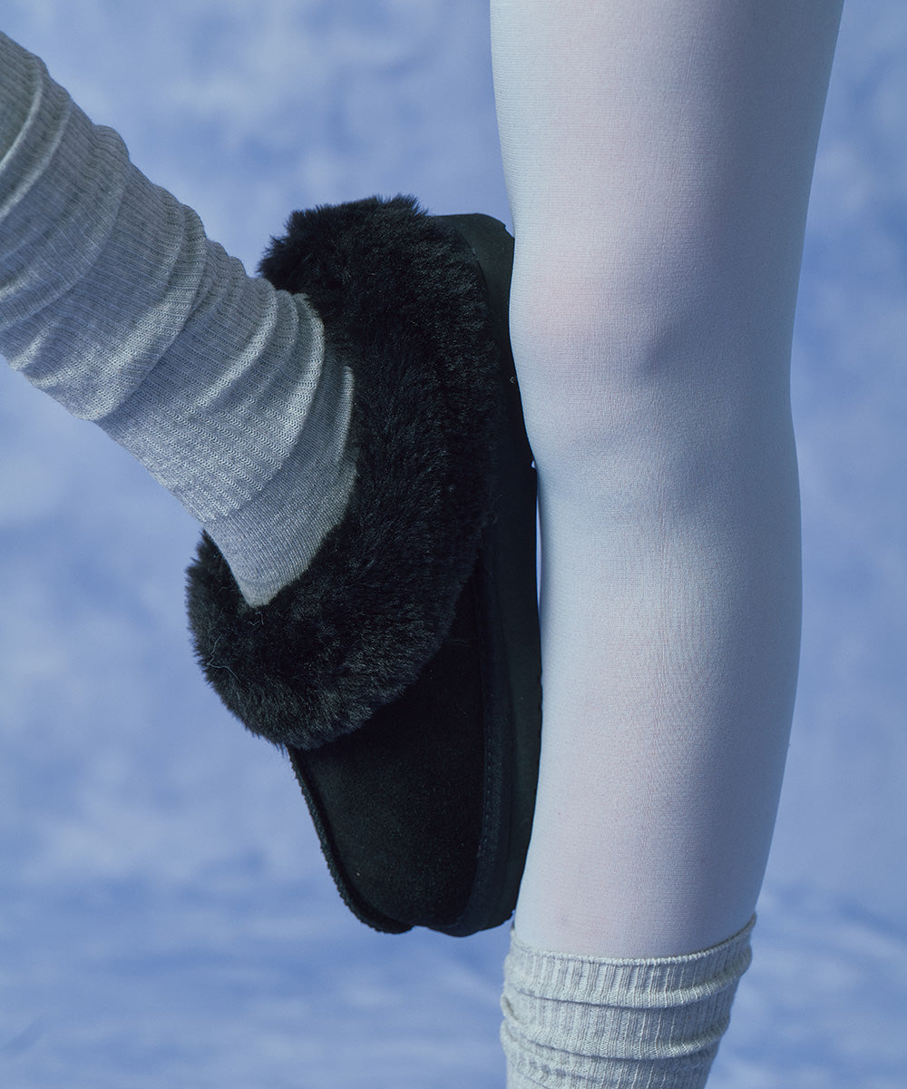 รองเท้าเปิดส้น WINTER FUR MULE - BLACK