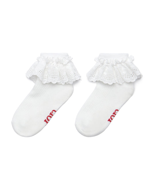 ถุงเท้า FRILLY LACE SHORT SOCKS - WHITE
