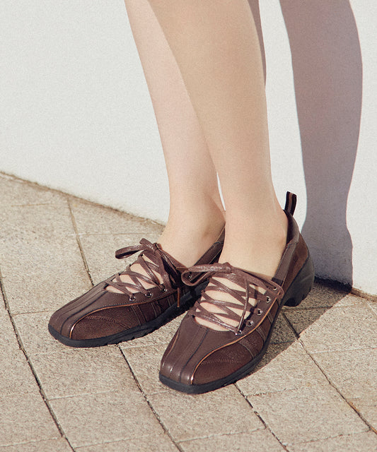 BLISS HEEL LACEUP SNEAKERS - CHOCO