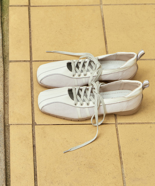 รองเท้าผ้าใบ BLISS LACEUP SNEAKERS - LIGHT BEIGE