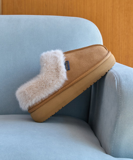 รองเท้าเปิดส้น CLOUDY FLATFORM FUR MULE - CHESTNUT