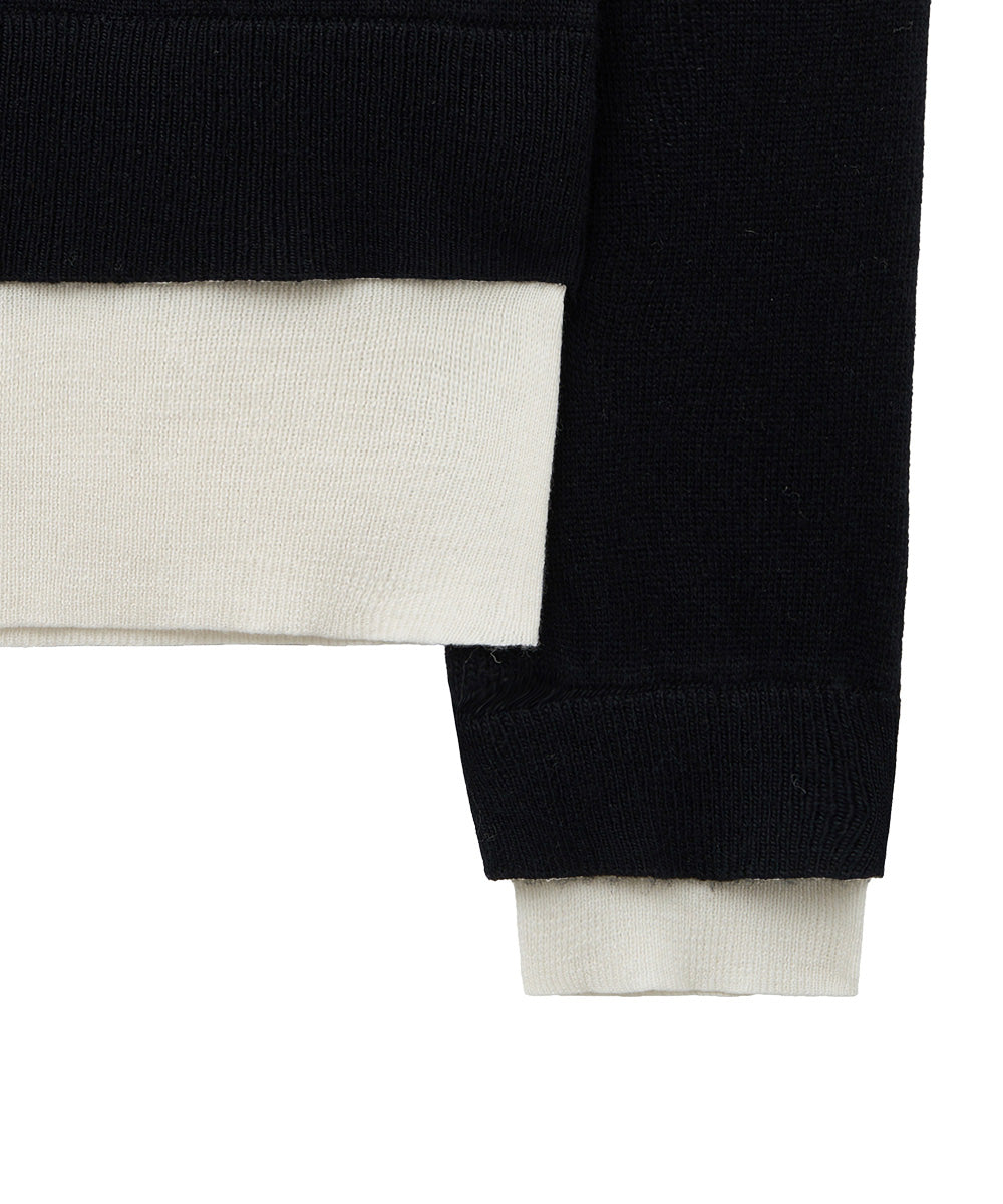 เสื้อสเวตเตอร์ LAYERED PULLOVER - BLACK/IVORY