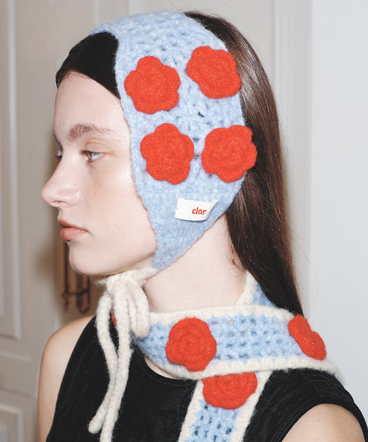 ที่ปิดหูกันหนาว HANDMADE FLOWER CROCHET EARMUFF - SKY BLUE