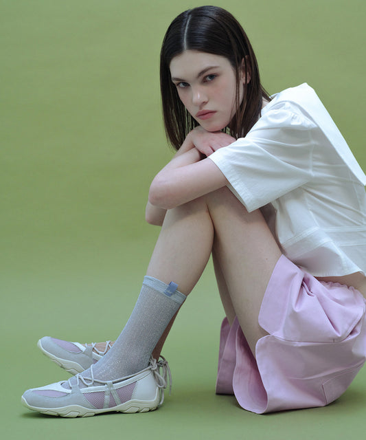 รองเท้าผ้าใบ NICOLE WEAVING LACEUP SNEAKERS - ASH LAVENDER