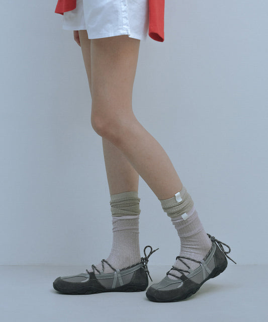 รองเท้าผ้าใบ NICOLE WEAVING LACEUP SNEAKERS - GREY