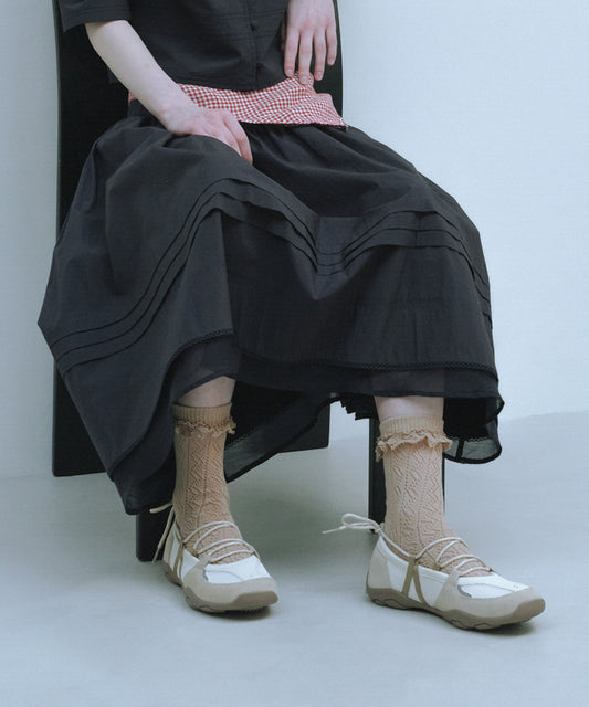 รองเท้าผ้าใบ NICOLE WEAVING LACEUP SNEAKERS - BEIGE