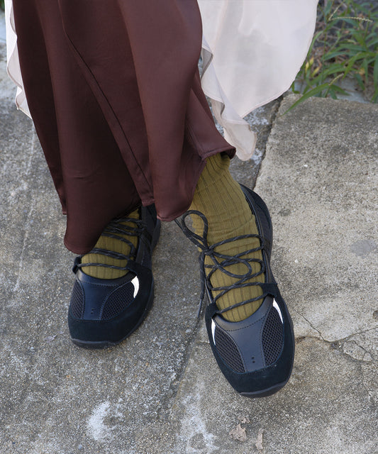 รองเท้าผ้าใบ NICOLE WEAVING LACEUP SNEAKERS - BLACK