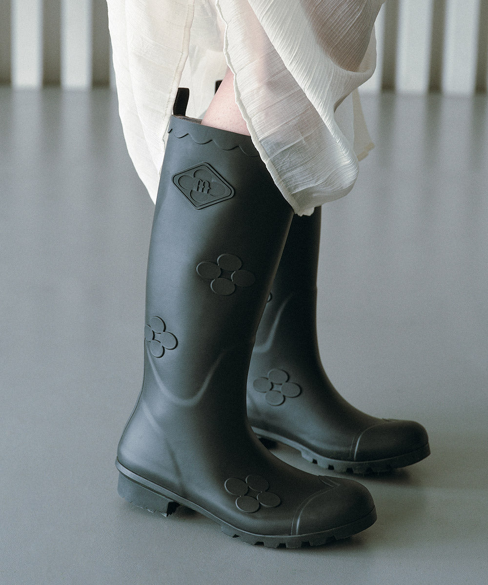รองเท้าบูท X MINJUKIM FLORAL SHADOW BOOTS LONG - BLACK