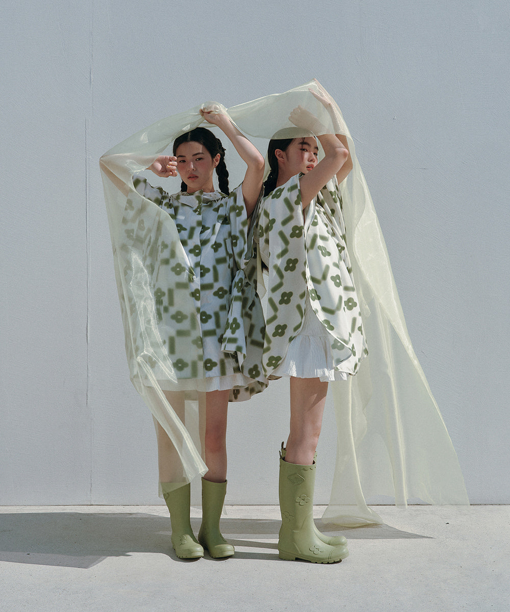 รองเท้าบูท X MINJUKIM FLORAL SHADOW BOOTS LONG - OLIVE