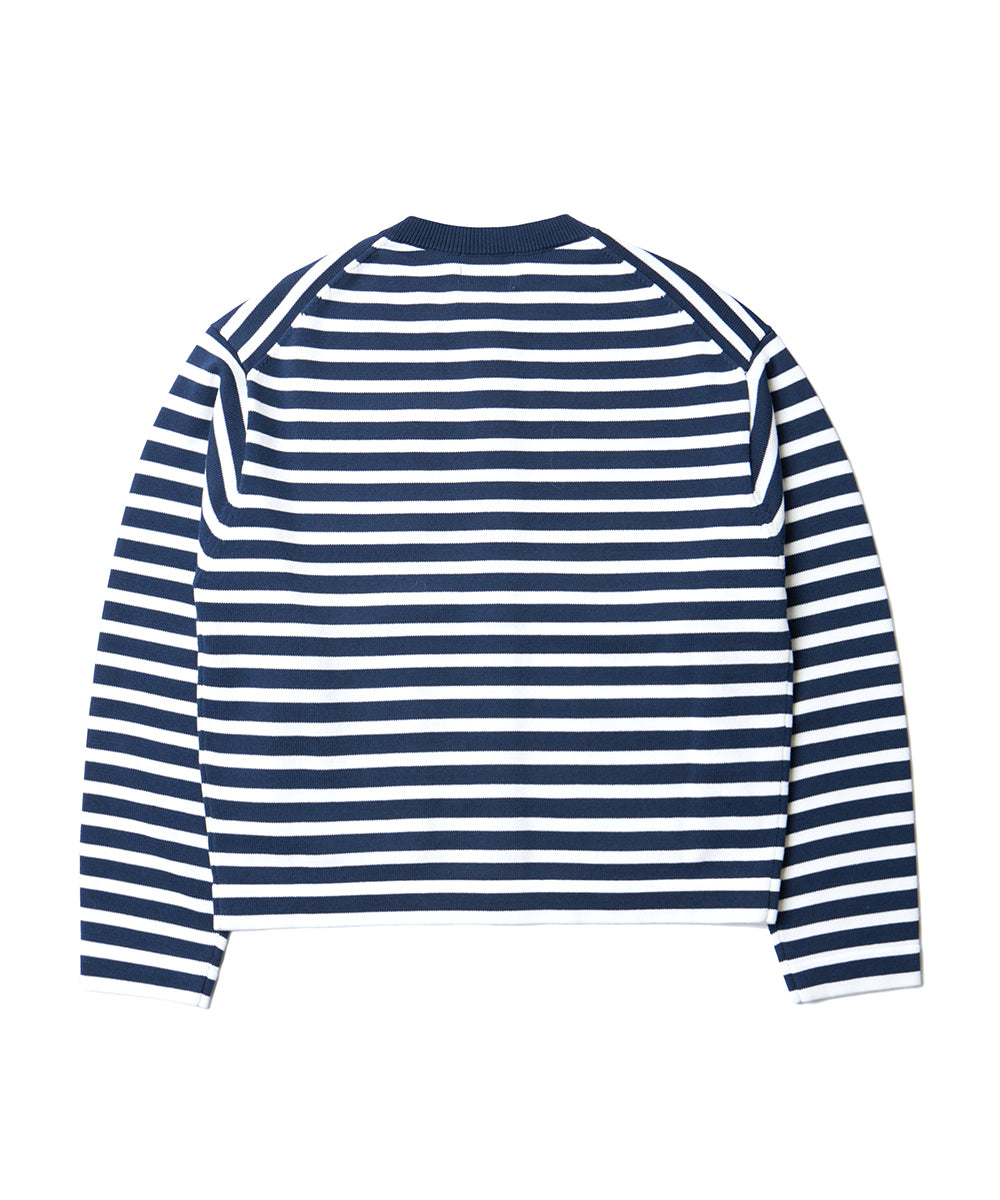 เสื้อคาร์ดิแกน GOLD BUTTON POCKET CARDIGAN - NAVY STRIPE