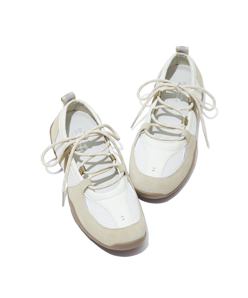 NICOLE WEAVING LACEUP SNEAKERS - BEIGE