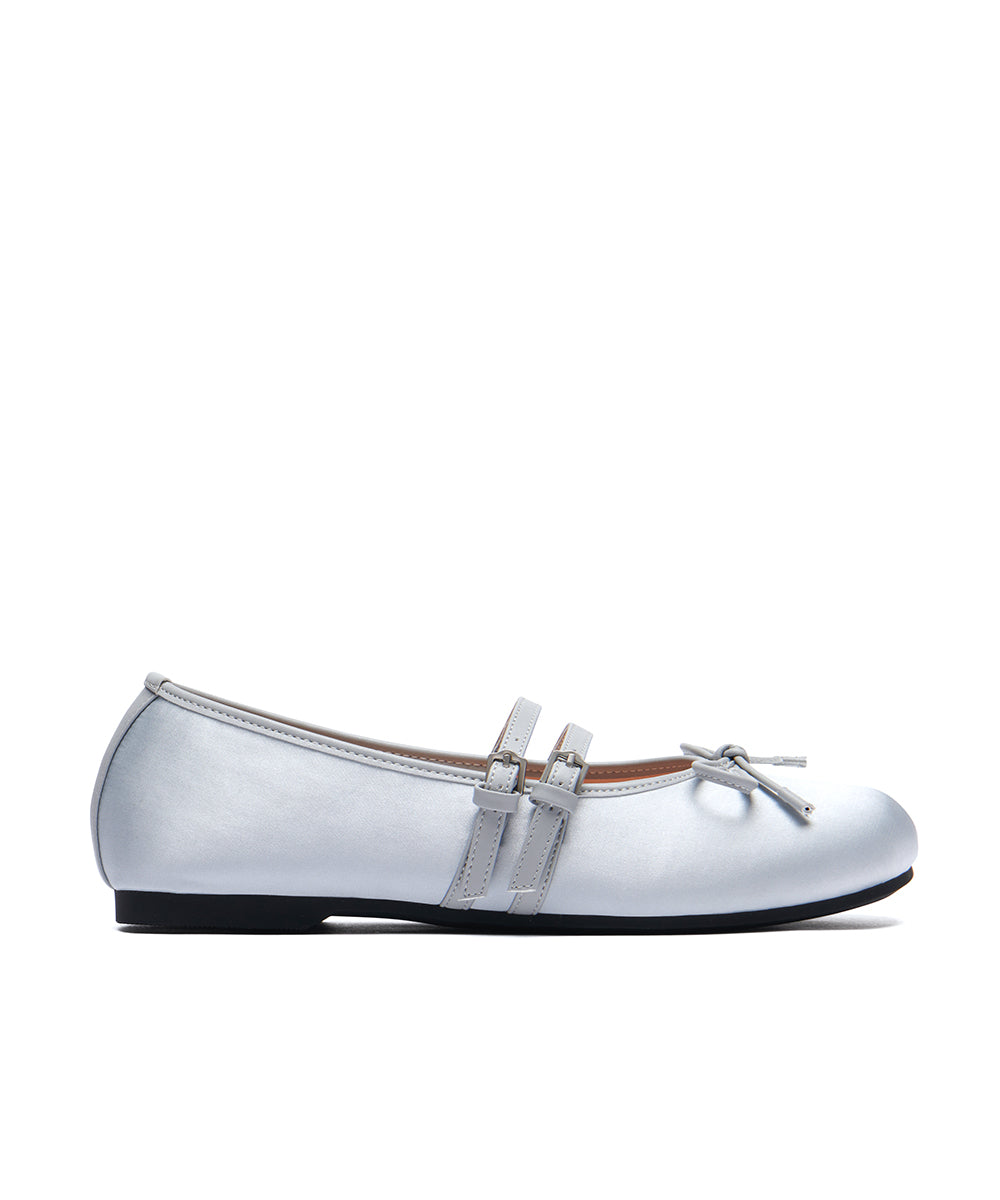 รองเท้าแมรี่เจน SQUARE TOE TWO STRAP MARYJANE SATIN - BLUE