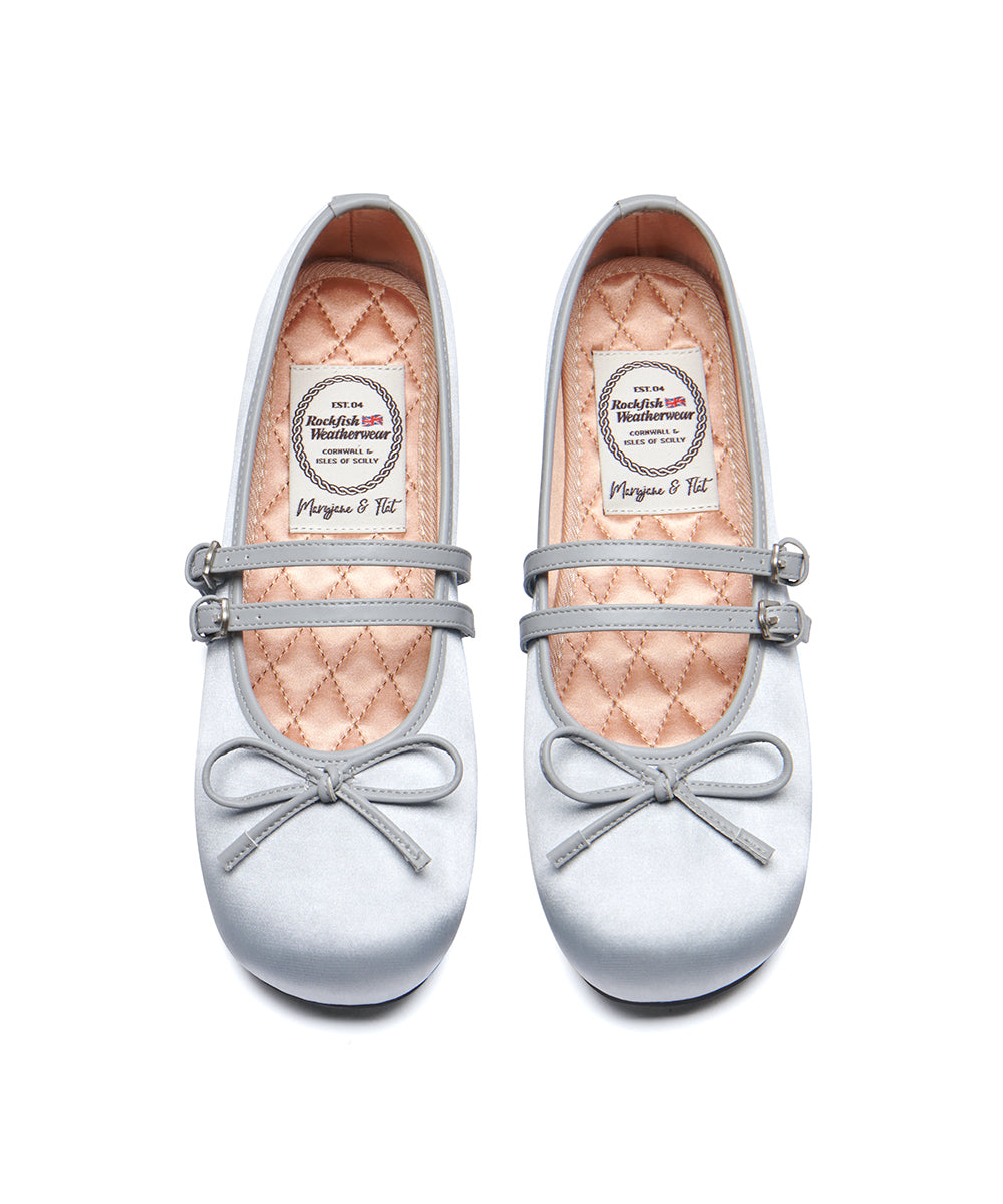 รองเท้าแมรี่เจน SQUARE TOE TWO STRAP MARYJANE SATIN - BLUE