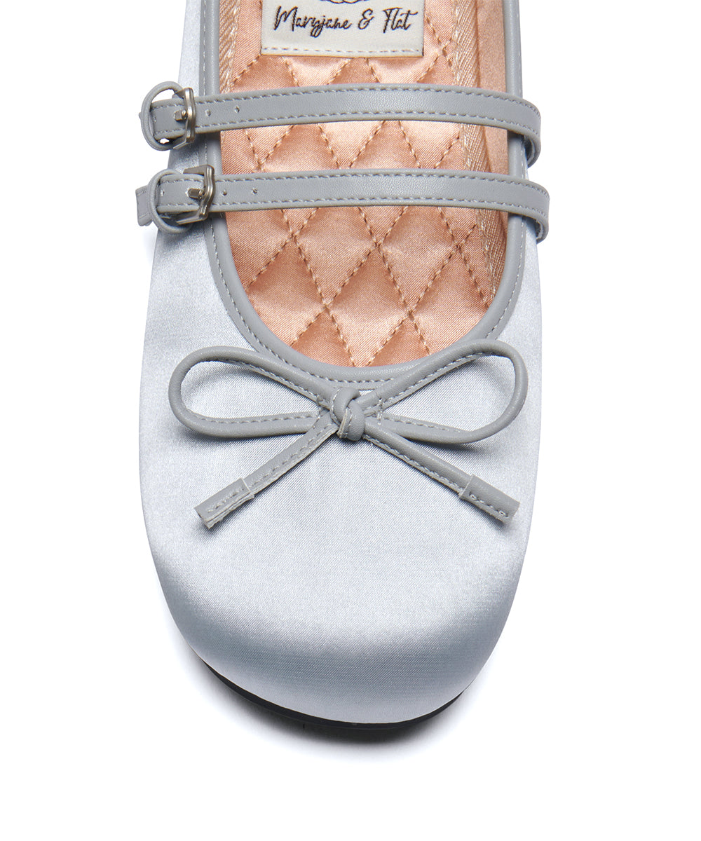 รองเท้าแมรี่เจน SQUARE TOE TWO STRAP MARYJANE SATIN - BLUE