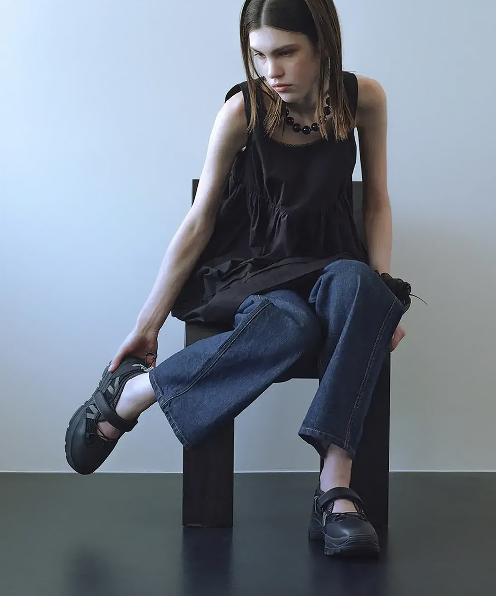 BRYN VELCRO SNEAKERS - BLACK
