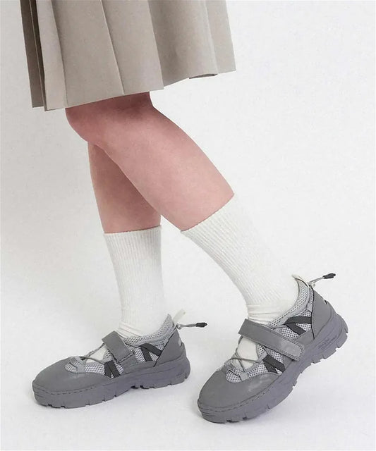 รองเท้าผ้าใบ BRYN VELCRO SNEAKERS - GREY