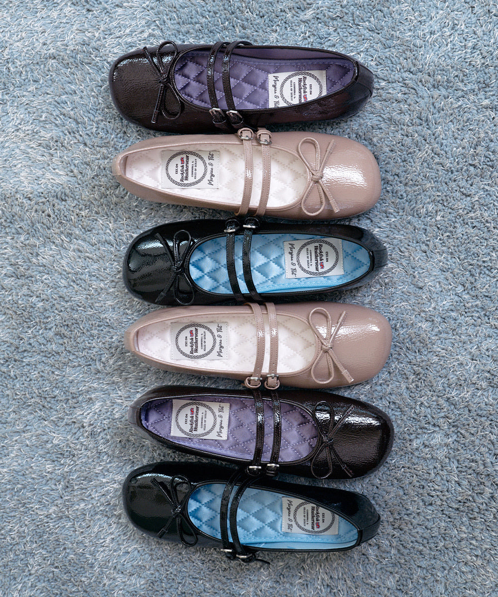 รองเท้าแมรี่เจน SQUARE TOE TWO STRAP MARYJANE ENAMEL - PINK BEIGE