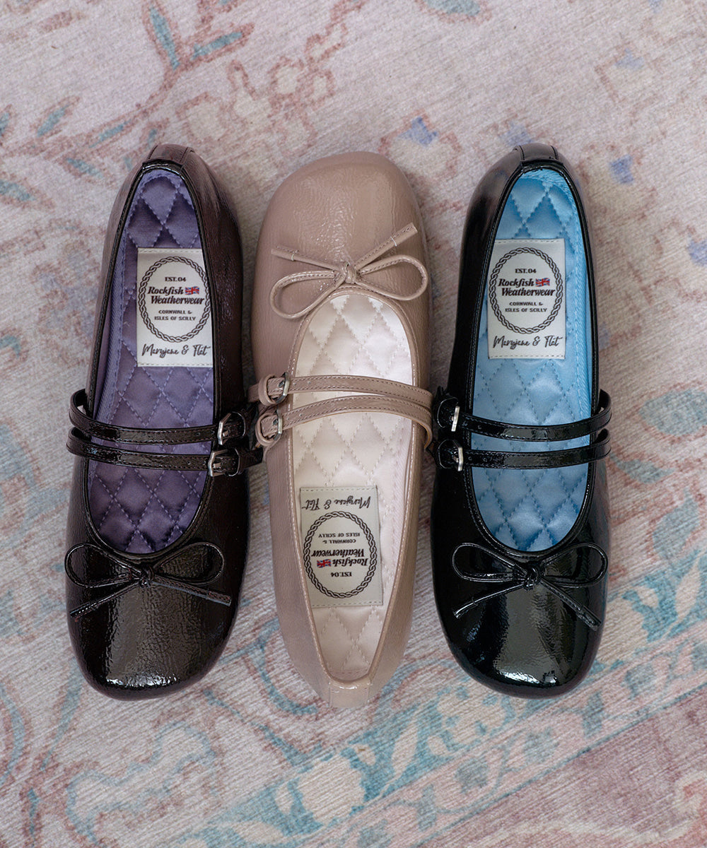 รองเท้าแมรี่เจน SQUARE TOE TWO STRAP MARYJANE ENAMEL - PINK BEIGE