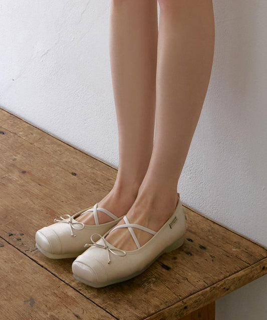 TOE CAP BALLET FLATS - BEIGE