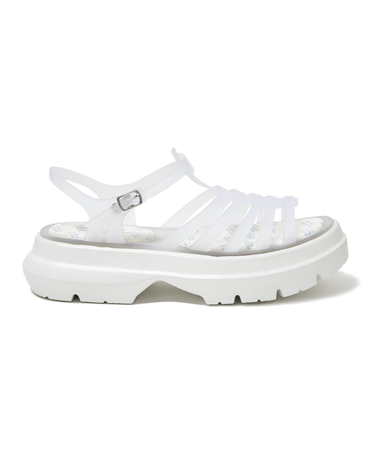 รองเท้าเจลลี่ GLAIR FLATFORM STRAPPY SANDALS - MATT WHITE