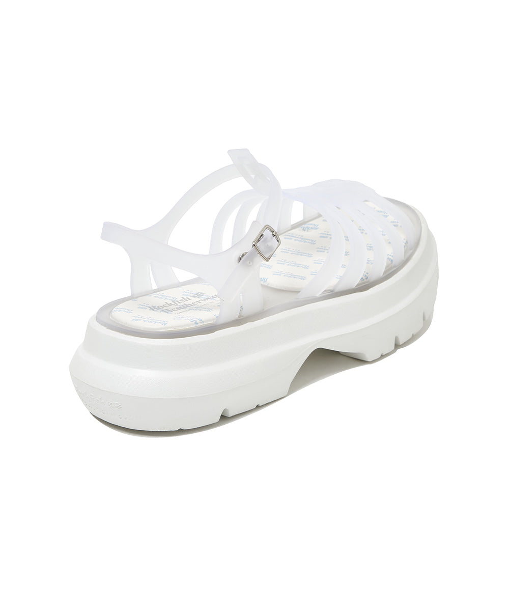 รองเท้าเจลลี่ GLAIR FLATFORM STRAPPY SANDALS - MATT WHITE