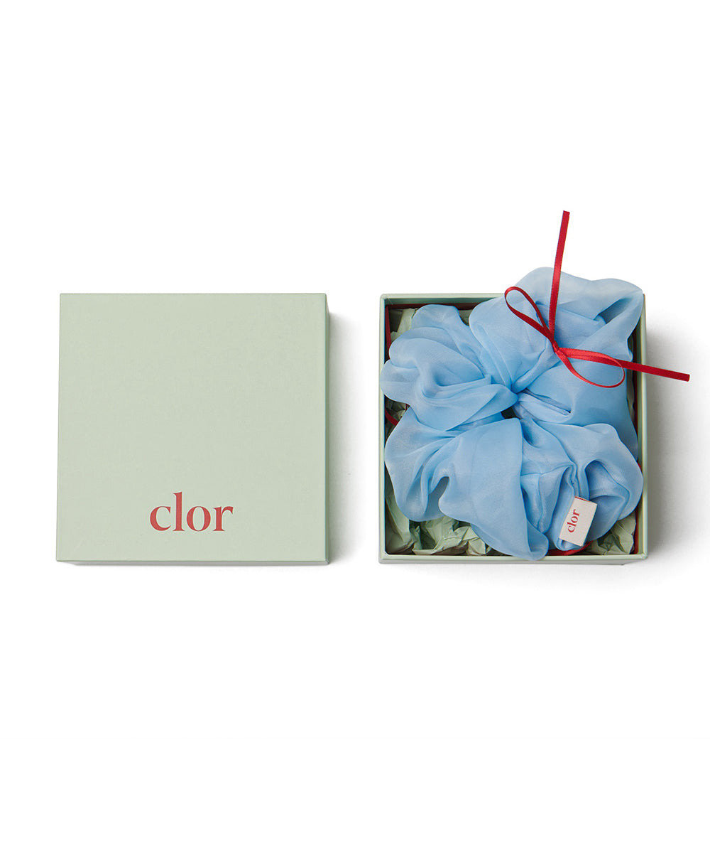 RIBBON ORGANZA SCRUNCHIE - BLUE