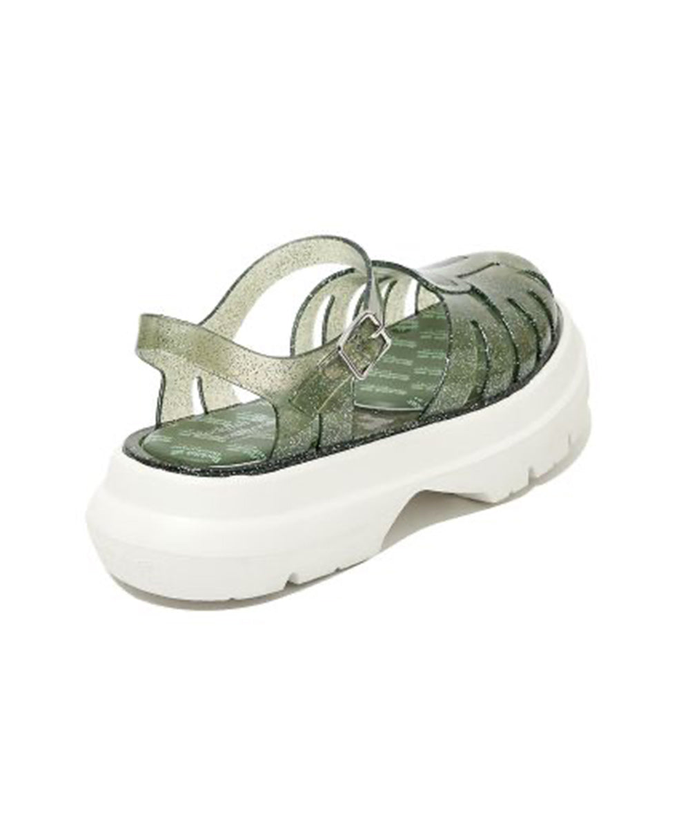 รองเท้าเจลลี่ GLAIR FLATFORM FISHERMAN SANDALS - CLEAR GREEN GLITTER