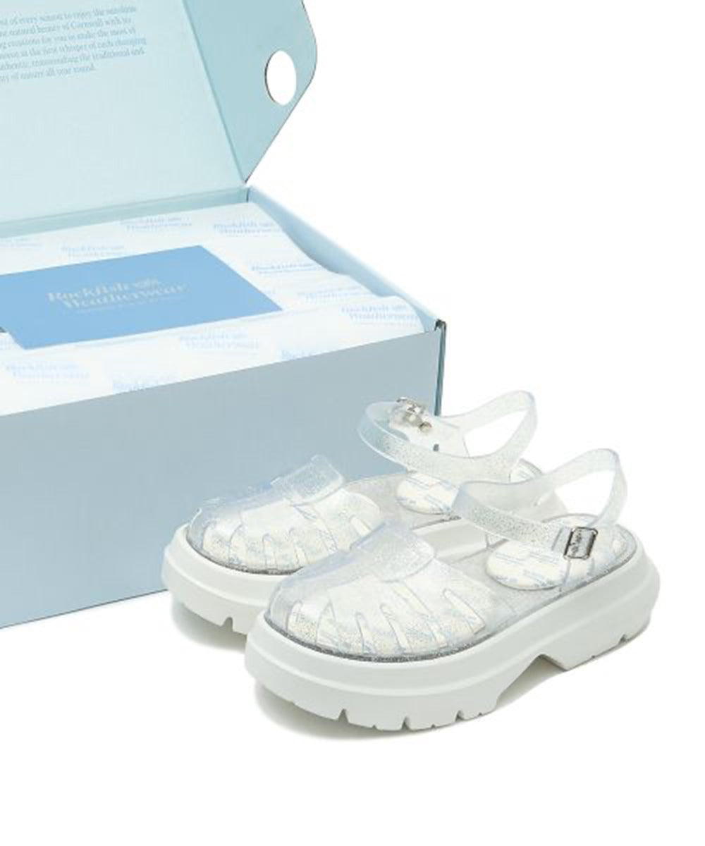 รองเท้าเจลลี่ GLAIR FLATFORM FISHERMAN SANDALS - CLEAR SILVER GLITTER