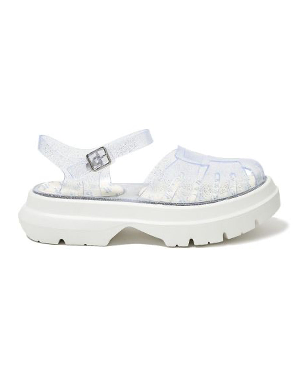 รองเท้าเจลลี่ GLAIR FLATFORM FISHERMAN SANDALS - CLEAR SILVER GLITTER