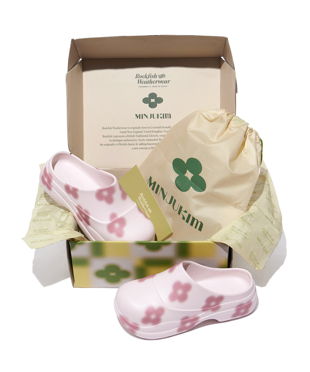 X MINJUKIM FLORAL SHADOW CLOG - PINK BEIGE