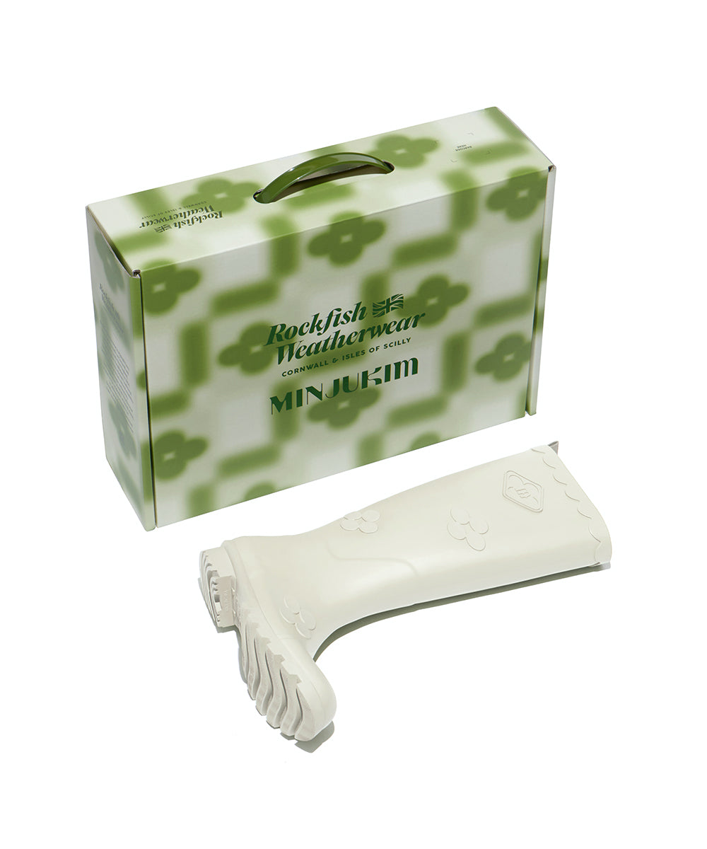X MINJUKIM FLORAL SHADOW BOOTS LONG - SAGE