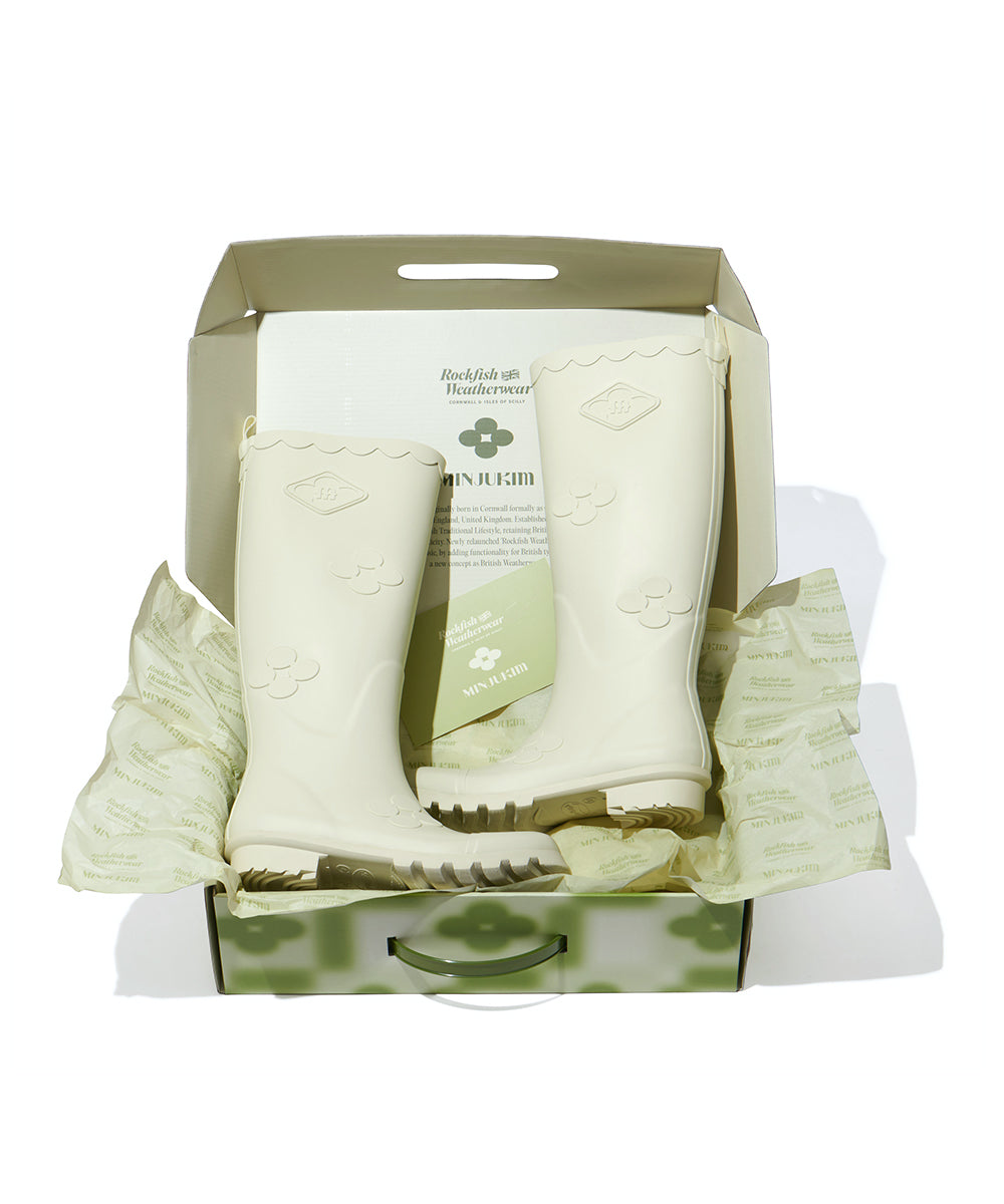 X MINJUKIM FLORAL SHADOW BOOTS LONG - SAGE