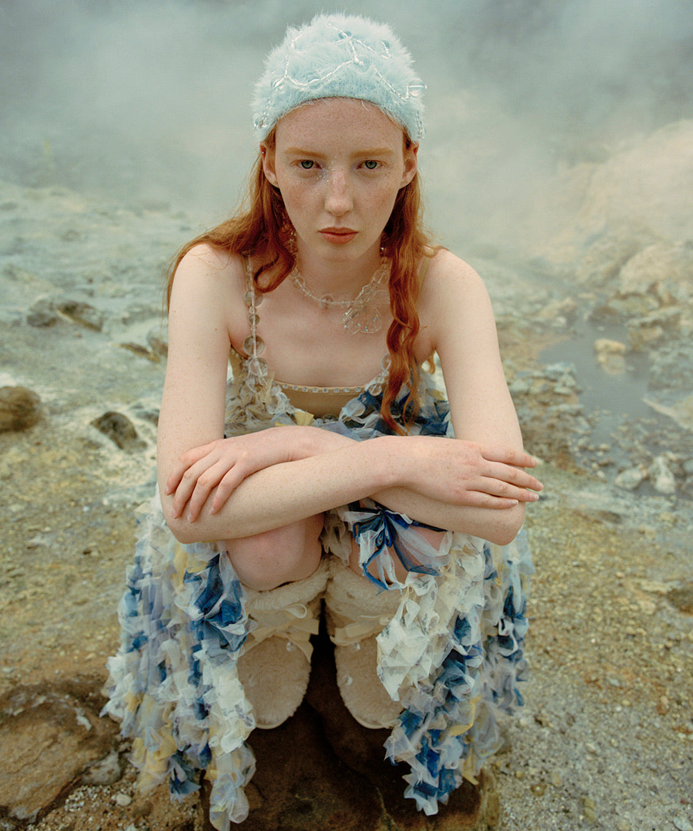 X SUSAN FANG FURRY BUBBLE HAT - SKY BLUE