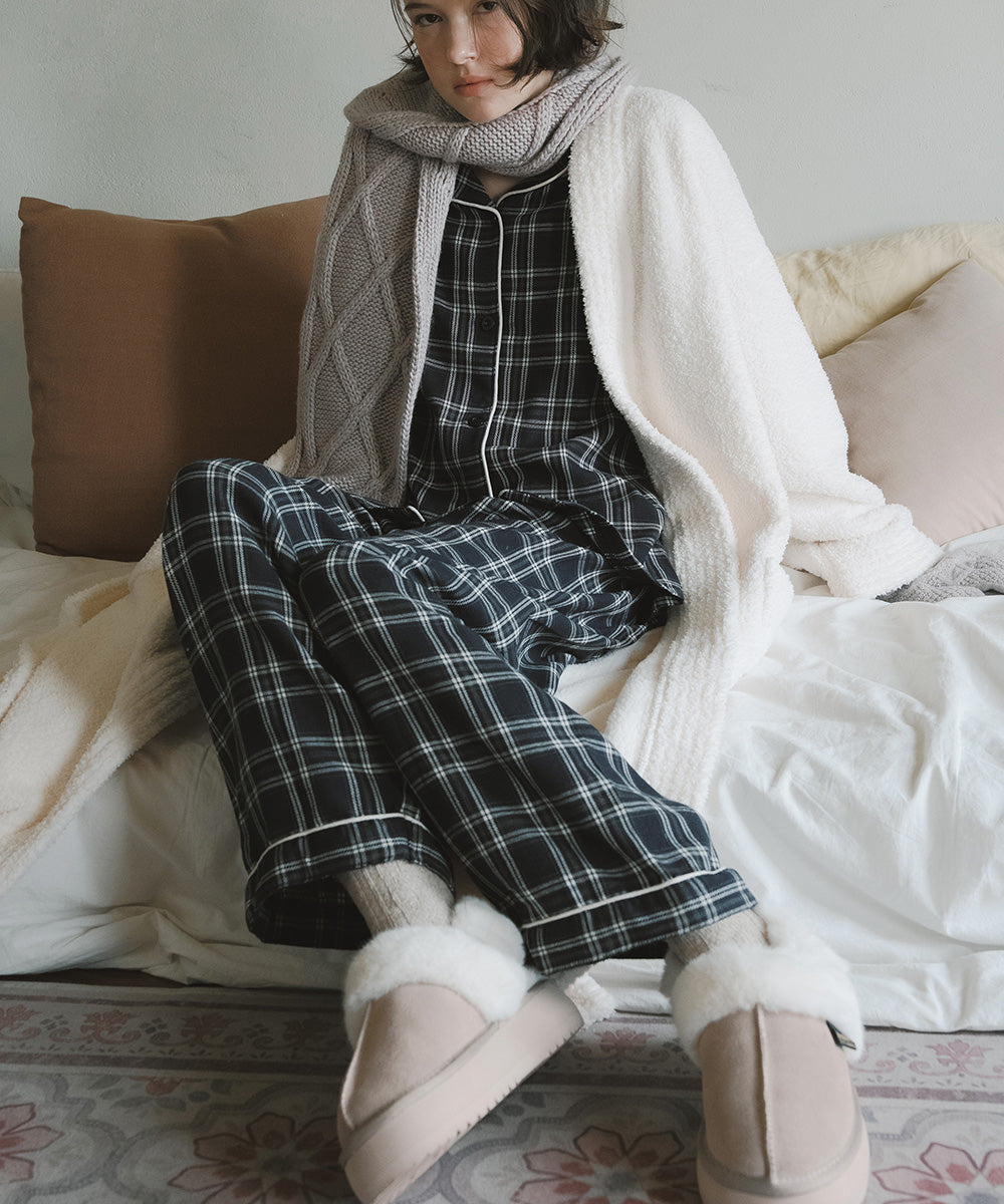 รองเท้าเปิดส้น CLOUDY FLATFORM FUR SLINGBACK - PINK