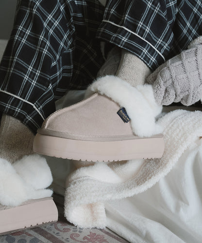 รองเท้าเปิดส้น CLOUDY FLATFORM FUR SLINGBACK - PINK