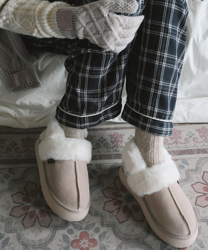 รองเท้าเปิดส้น CLOUDY FLATFORM FUR SLINGBACK - PINK