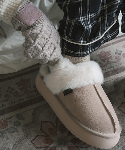 รองเท้าเปิดส้น CLOUDY FLATFORM FUR SLINGBACK - PINK