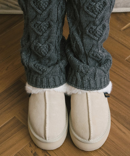 รองเท้าเปิดส้น CLOUDY FLATFORM FUR SLINGBACK - BUTTER