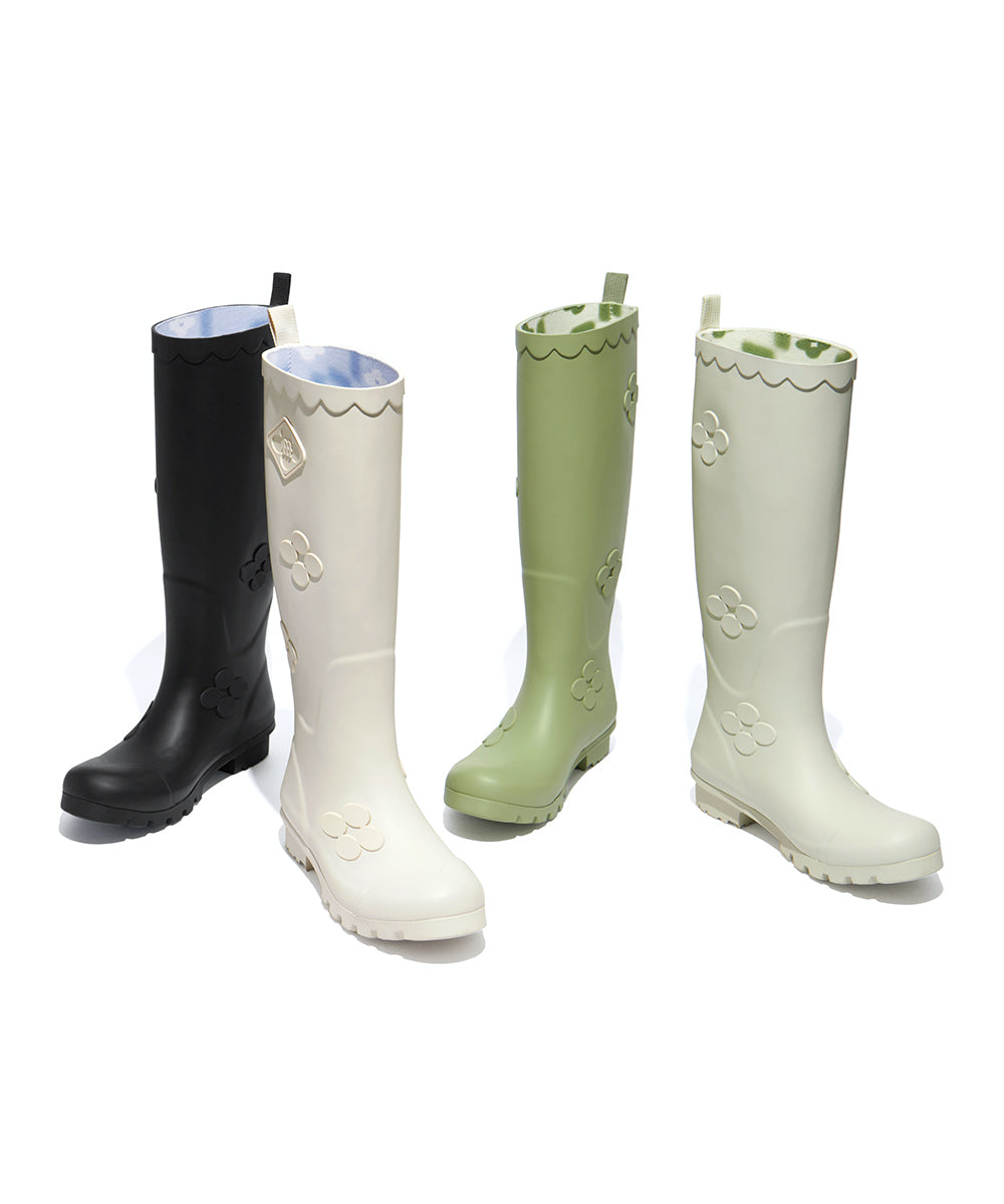 X MINJUKIM FLORAL SHADOW BOOTS LONG - SAGE