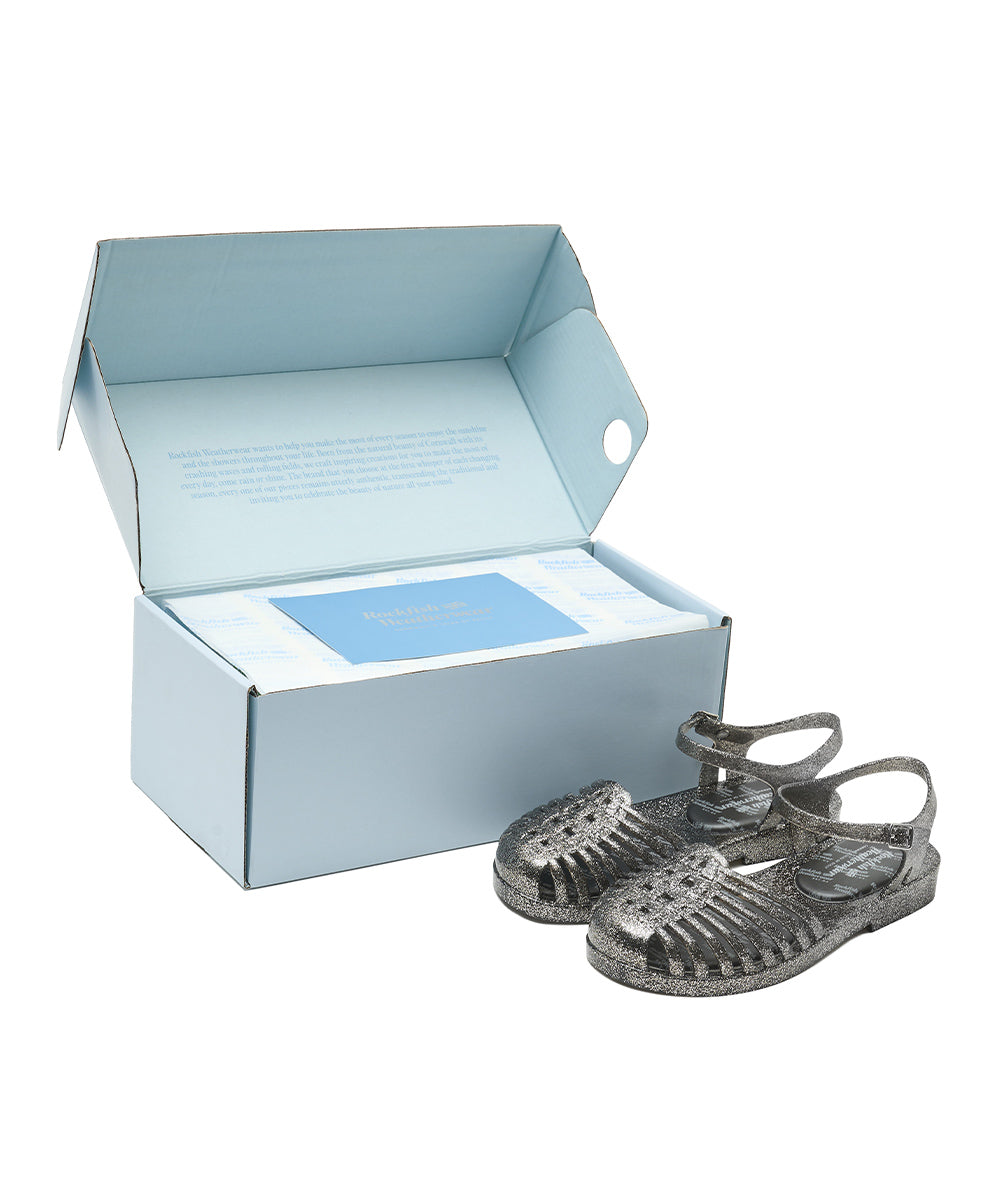 รองเท้าเจลลี่ GLAIR STRAPPY SANDALS - BLACK GLITTER