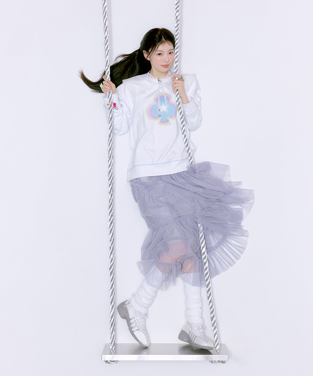 รองเท้าผ้าใบ X ILLIT BLISS HEELS LACEUP SNEAKERS - WHITE