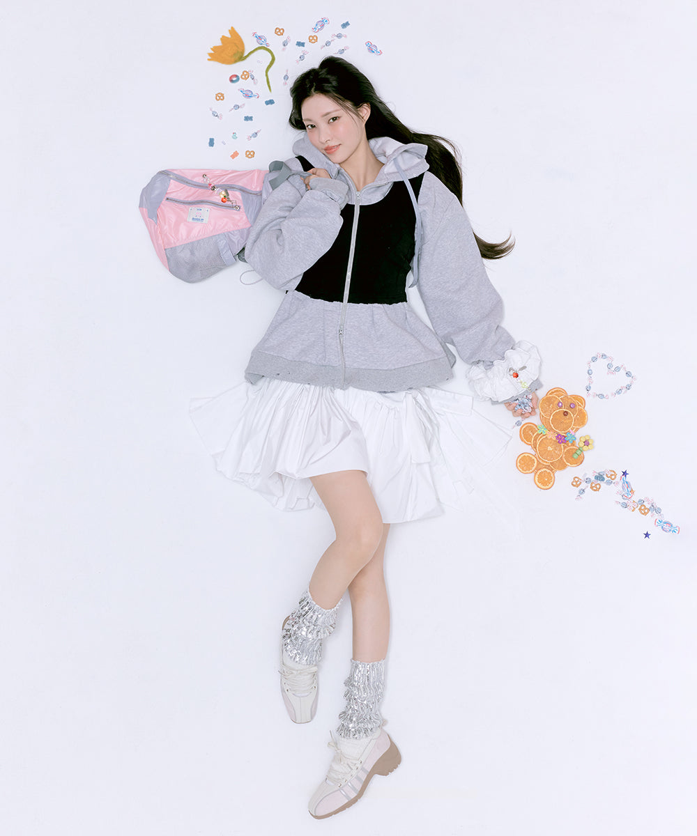 รองเท้าผ้าใบ X ILLIT BLISS HEELS LACEUP SNEAKERS - WHITE