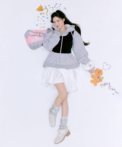 รองเท้าผ้าใบ X ILLIT BLISS HEELS LACEUP SNEAKERS - WHITE