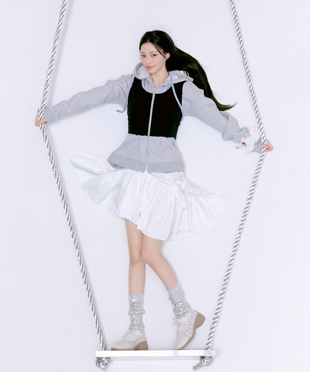 รองเท้าผ้าใบ X ILLIT BLISS HEELS LACEUP SNEAKERS - WHITE